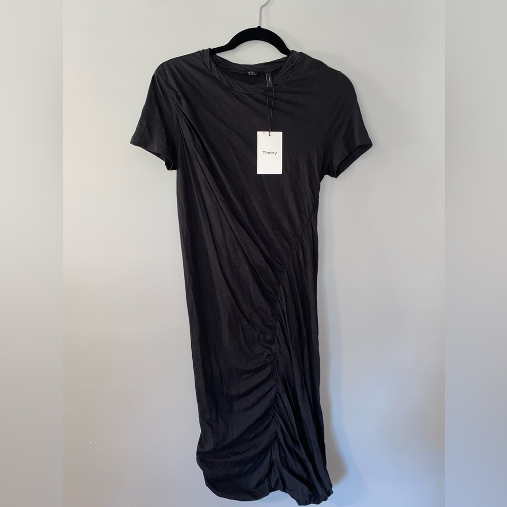 Theory Drape Twist Bodycon Dress Pima Cotton Black Women's - Medium